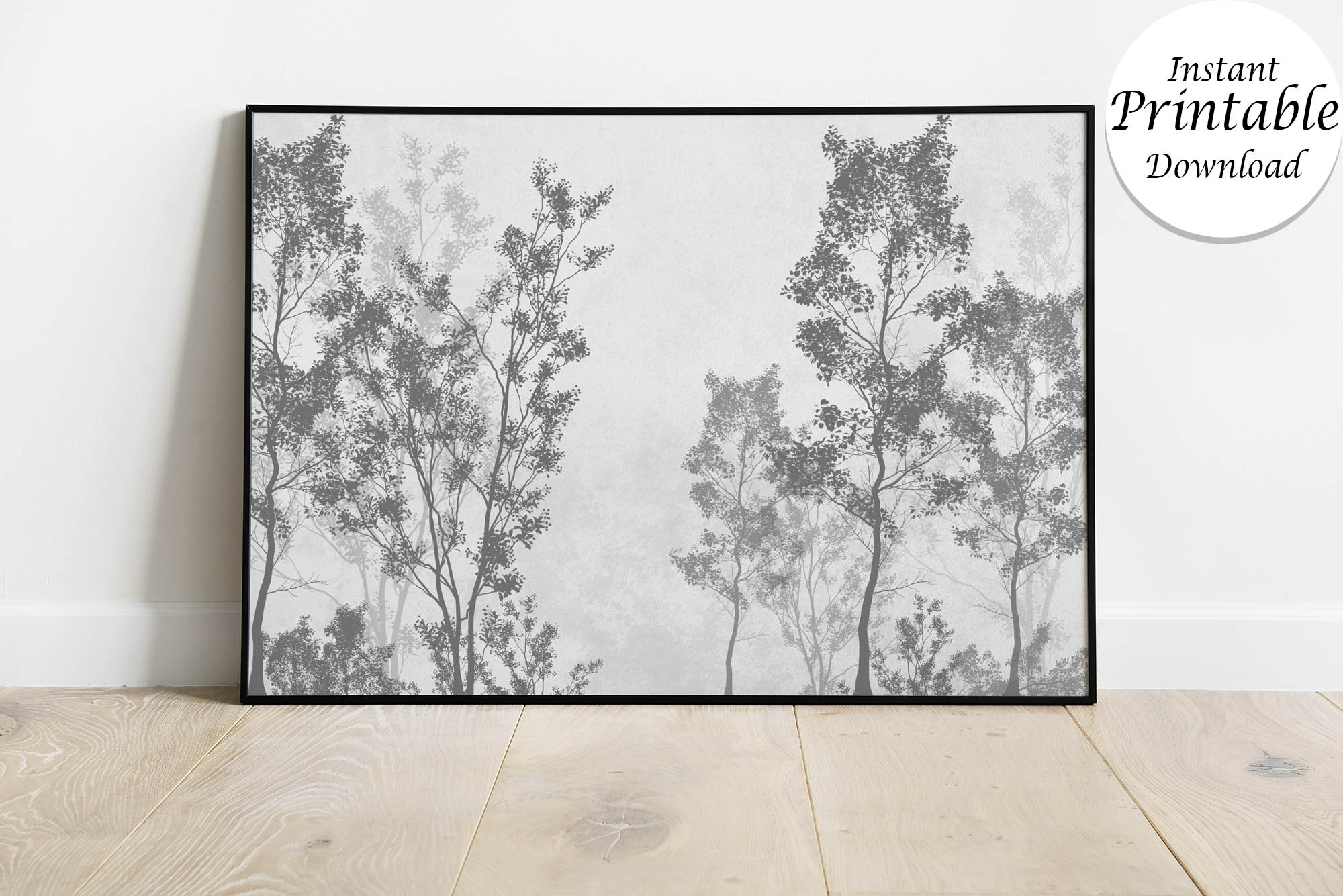 Black - White Trees and Leaves Wallpaper Design Layered File