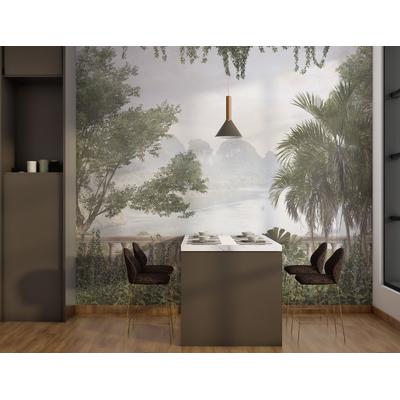 Ancient Columns and Tropical Trees Landscape Wallpaper Design