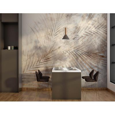 Beige and Brown Tropical Leaves mural design , For Digital Print. Digital File.