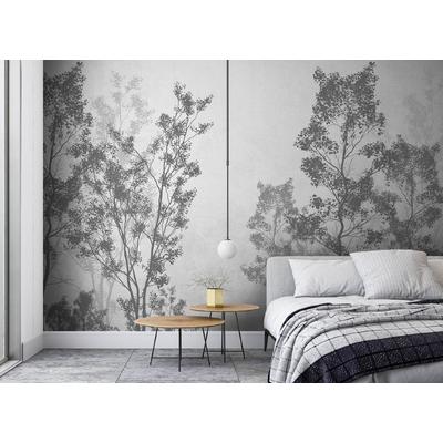 Black - White Trees and Leaves Wallpaper Design Layered File
