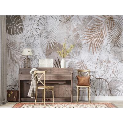 Brown Tropical Leaves mural design , For Digital Print. Digital File.