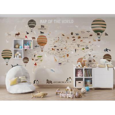 Hot air Balloons, Educational world map for Kids rooms design , For Digital Print. Digital File 