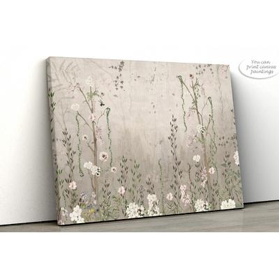 ivy and flowers vintage wallpaper design , For Digital Print. Digital File.