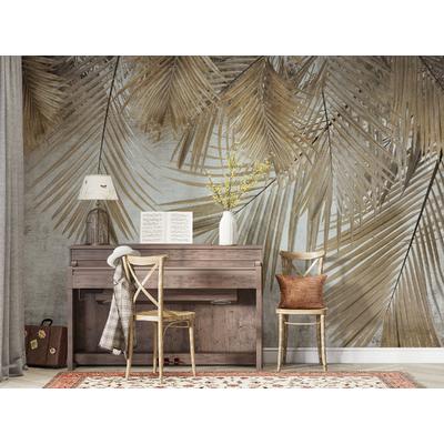 Large Gold Leaves Wallpaper Design Layered File