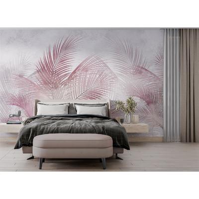 Pink Tropical Leaves Wallpaper Design Layered File