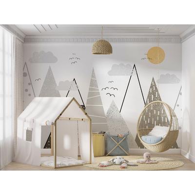 Soft Colored Mountains Children's Room Wallpaper Design