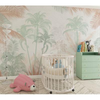 Soft Colored Trees Children's Room Wallpaper Design