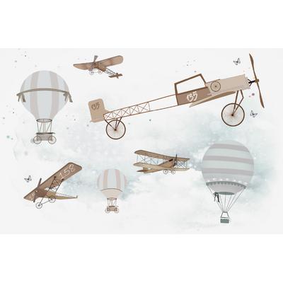 watercolor style Biplane and Hot air balloons design Digital file