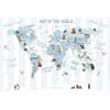  Children's room cute animals Educational Blue World Map Digital File