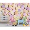 3D hearts in soft colors Kids room wallpaper design Digital File