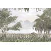 Ancient Columns and Tropical Trees Landscape Wallpaper Design