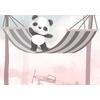 Animals lying in a hammock among the trees, children's room wallpaper design, layered file.