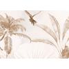 Beige and Brown Colors Safari animals among trees, children's room wallpaper design, layered file.