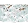 Blue background gray Color Cute Kids Colorful World Map and Sweet animals Digital File