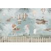 Blue Sky , Cute animals and Biplanes Children's room wallpaper design