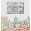 Blue Sky , Cute animals and Biplanes Children's room wallpaper design