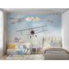 Blue Sky, Winged Biplanes for children's rooms design , For Digital Print. Digital File.