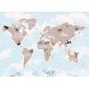 Blue sky Children's room Brown World Map Digital File