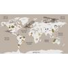 Brown background cute animals and Biplanes world map Digital file
