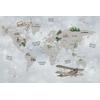 Children's room  vintage biplanes Educational  World Map Digital File