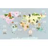 Colorful continents and cute animals Cute Kids Colorful World Map and Sweet animals Digital File