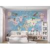 Colorful Educational world map for Kids rooms design , For Digital Print. Digital File , Layered File