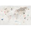 Cream Educational World Map and Sweet animals Digital File
