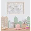 Cute animal wallpaper design with flying balloons.