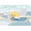 Cute animals among the mountains Children's room wallpaper design