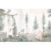 Cute animals among trees and leaves - children's room wallpaper design. Layered File
