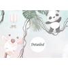 Cute animals among trees and leaves - children's room wallpaper design.