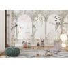 Cute animals between columns - children's room wallpaper design.
