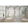 Cute animals between columns - children's room wallpaper design.