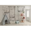 Cute Animals lying in a hammock among the trees, children's room wallpaper design, layered file.