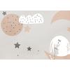 Cute white rabbit on the clouds children's room wallpaper design