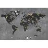 Dark color on a gray background World Map and Sweet animals Digital File