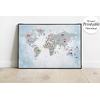 Educational world map for children's rooms design , Digital Print. Digital File