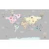 Gray Background Children's room Educational World Map Digital File