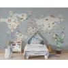 Gray Background Educational world map for Kids rooms design , For Digital Print. Digital File , Layered File