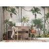 Green Brown Tropical Trees wallpaper  design , For Digital Print. Digital File.