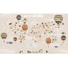 Hot air Balloons, Educational world map for Kids rooms design , For Digital Print. Digital File 