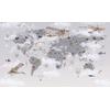 In gray tones Kids world map and cute animals  Digital File