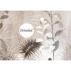 Leaves wallpaper design on a beige-brown background.