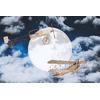 Moon and Winged Planes in the Sky