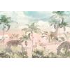 Safari animals among trees, children's room wallpaper design, layered file.