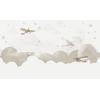 Soft Color Mountains with Winged Airplanes Kids Room Wallpaper Design