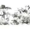 Soft Green Foggy Forest Tropical Leaves wallpaper design Layered Digital File