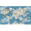Turkish articles In blue tones Kids world map and cute animals  Digital File