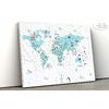 Turquoise Educational world map for Kids rooms design , For Digital Print. Digital File