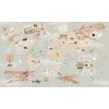 Vintage style  Kids world map  cute animals  and Biplane hot air balloons Digital File